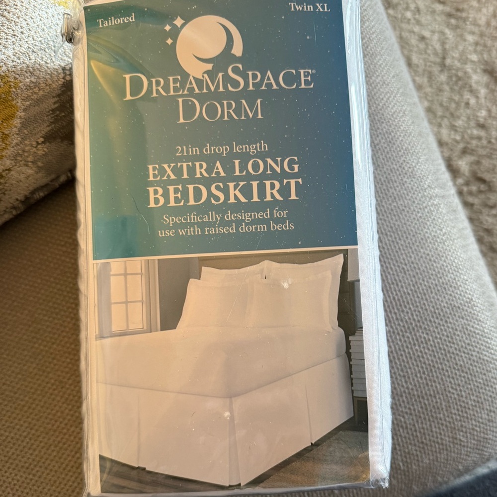 Dream Space Dorm Extra Long Bed Skirt - Twin Xl - White